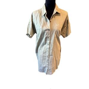 OAT New York Women’s  Beige Short Sleeve Button-Up Shirt Dress Size S